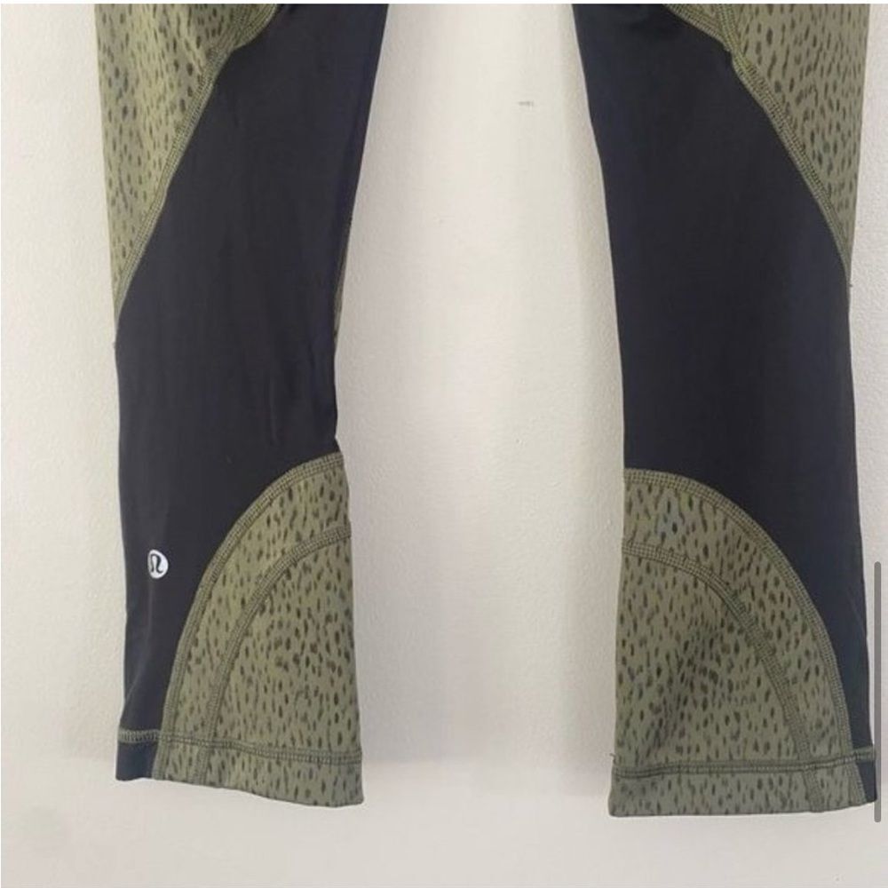 Lululemon Inspire Crop II Leggings Luxtreme in Dottie Dash Fatigue Green Black 4 - Picture 8 of 11